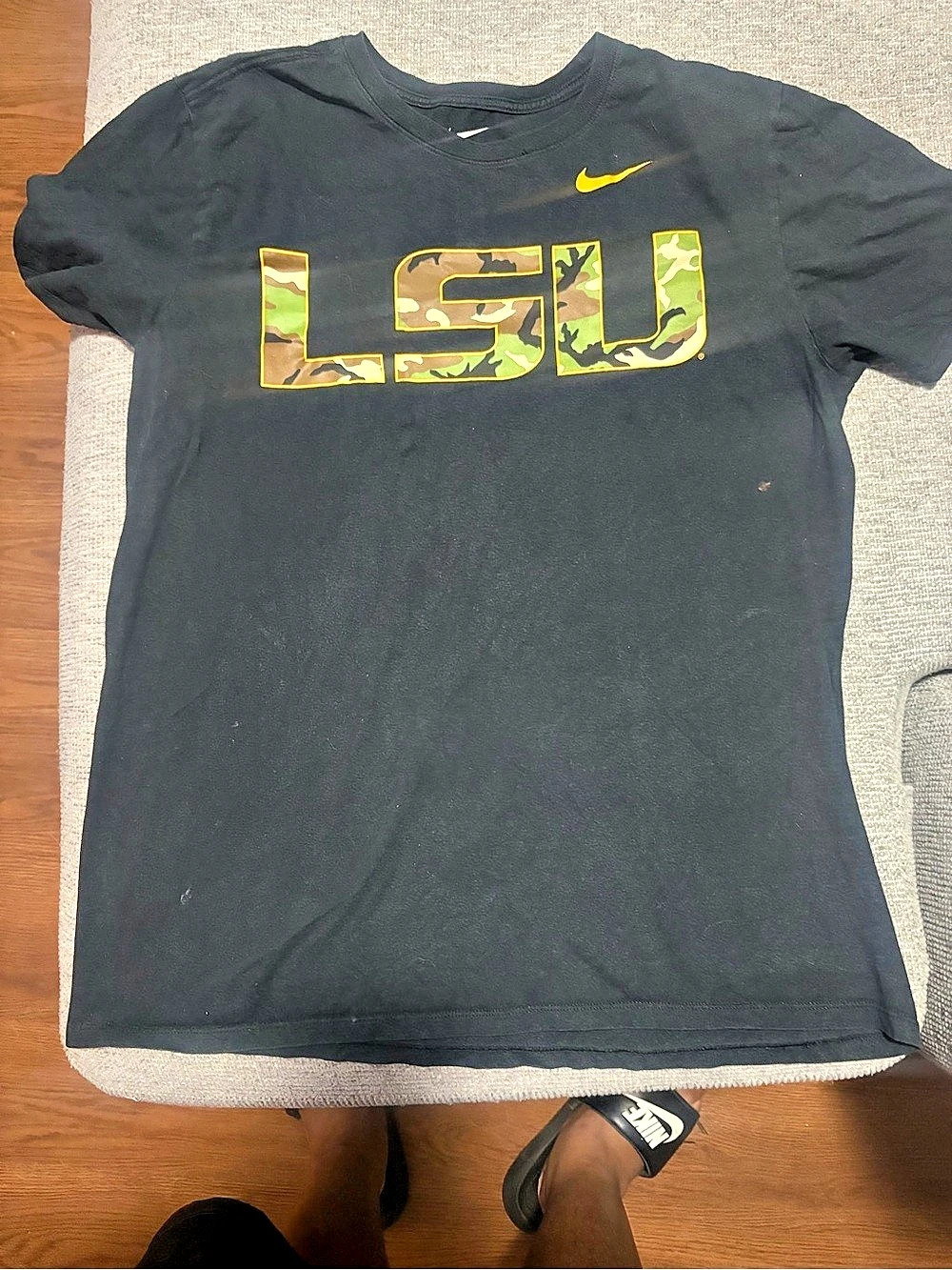 Nike LSU Tigers Camo Fill Logo T-Shirt Camo Short Sleeve Tee Small